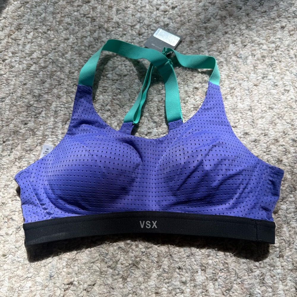 Victoria's Secret Purple and Aqua Sports Bra with Racerback NWT size 32A